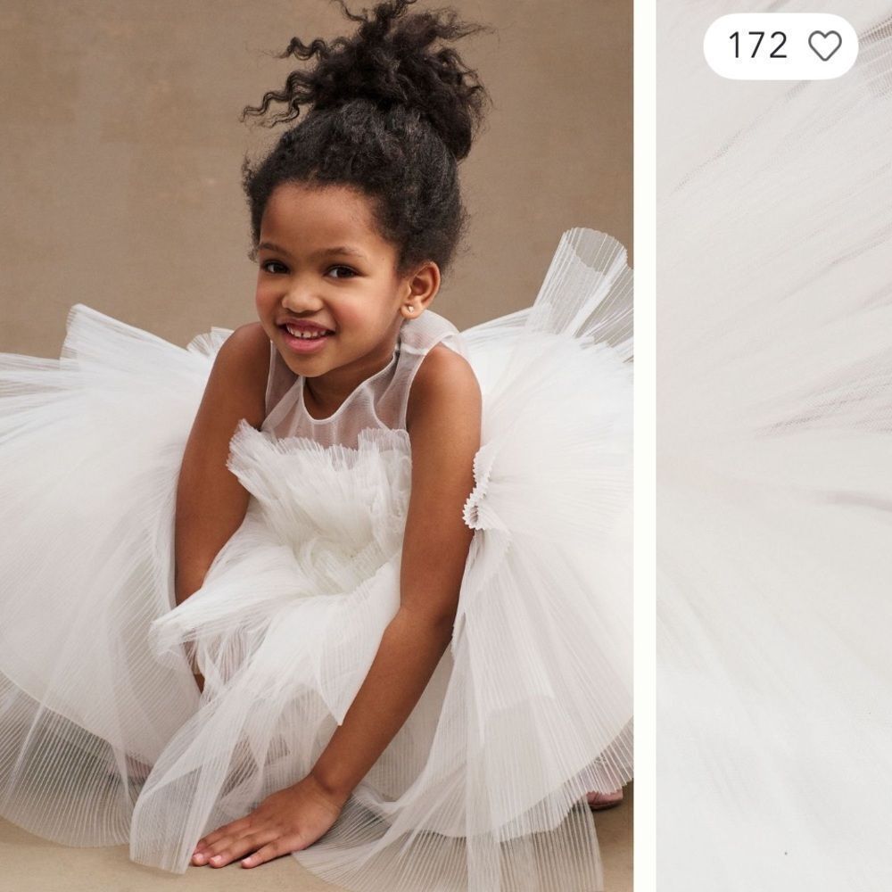 Anthropologie Princess Daliana Leah Tulle Flower Girls White Dress Size 10